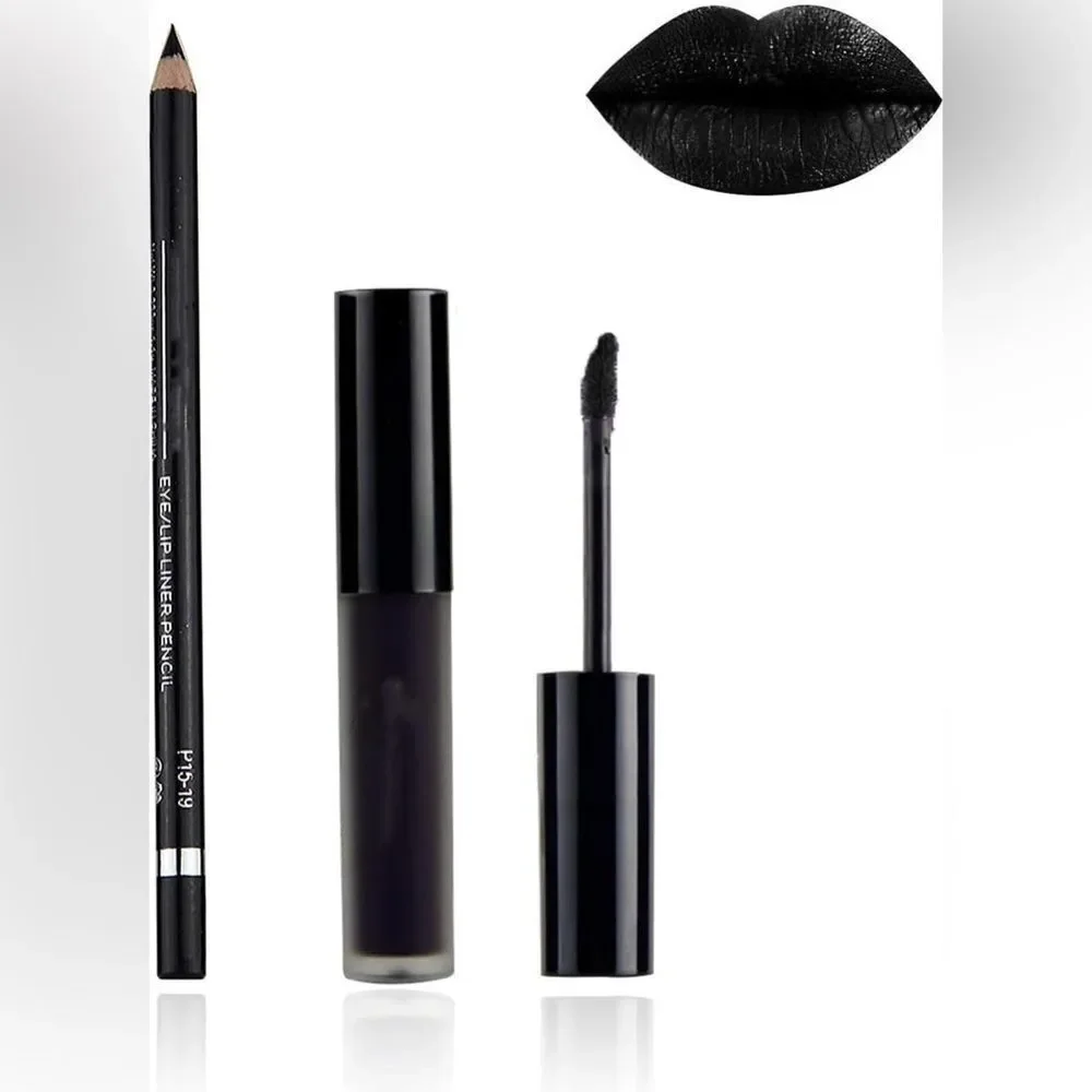 🤯5/$20🤯 Matte Black Liquid Lip Gloss And Lipliner 2 Pcs Set Waterproof